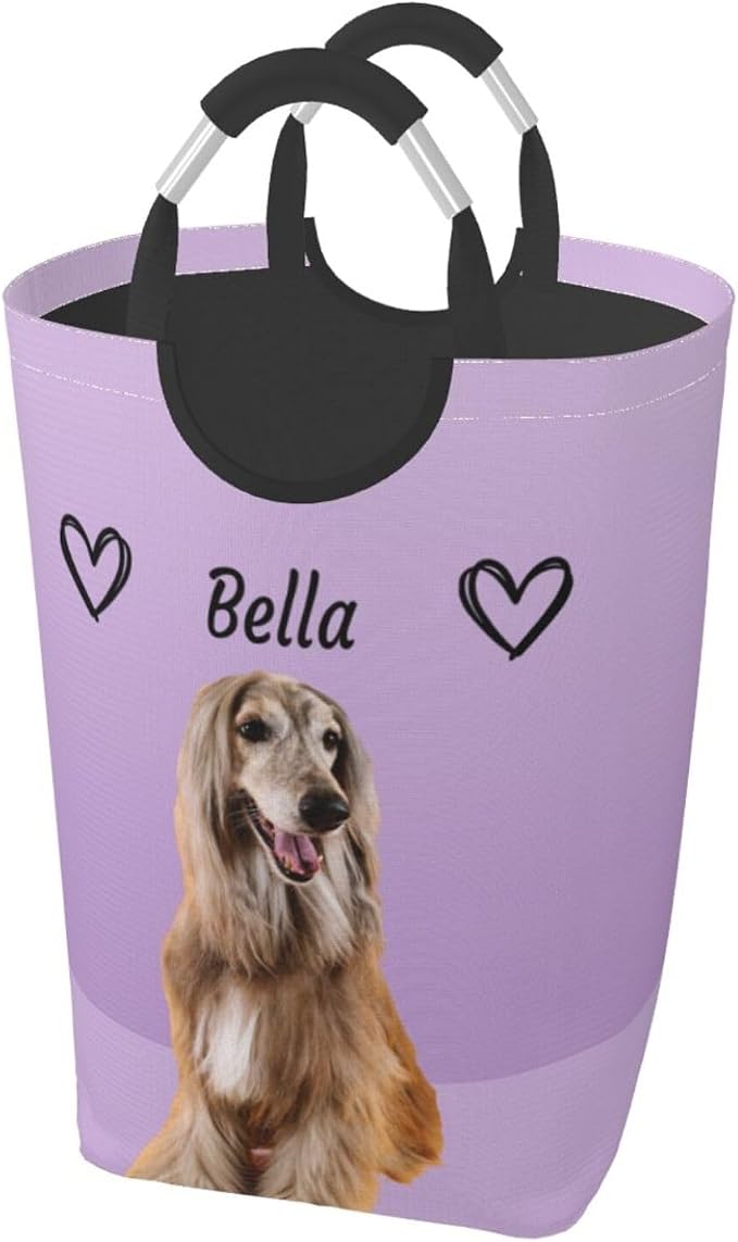 Personalized Extra Large Dog Toy Storage Basket Bin Collapsible Custom Pet Stuff Box Chest Container for Living Room Organizer for Dog Toys,Dog Food,Blankets,Clothing (Lavender)