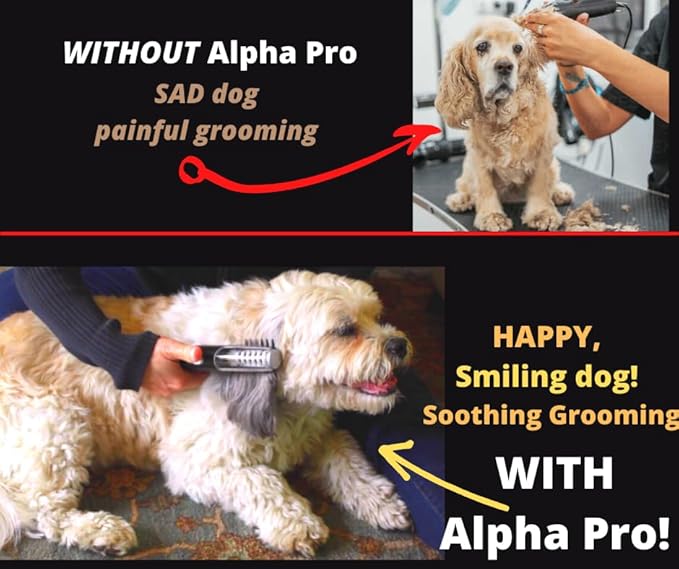 MISTIC COOL Alpha Pro Dog Trimmer for Grooming | Painlessly Removes Knots & Tangles from Long Haired Dogs | Dematting Comb for Dogs & Cats, Pet Grooming Tool