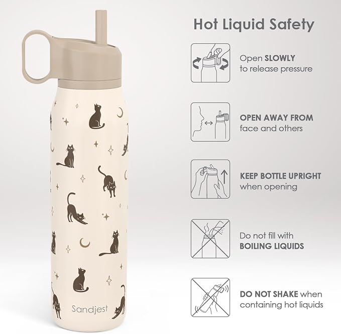 Cat Stainless Steel Water Bottle with Twist Lid 20oz, Travel Insulated Water Bottles for Sports & Gym, Gift for Women Girls Friends Pet Lovers Cat Moms Birthday Christmas
