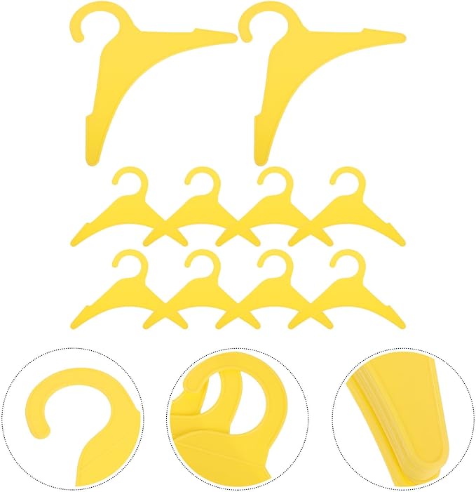 10pcs Pet Clothing Hanger Anti-skid Plastic Hanging Rack Large Yellow | Pet Clothing Organization Indoors, Lightweight Portable Design, Practical Hanging Solution for Daily Storage
