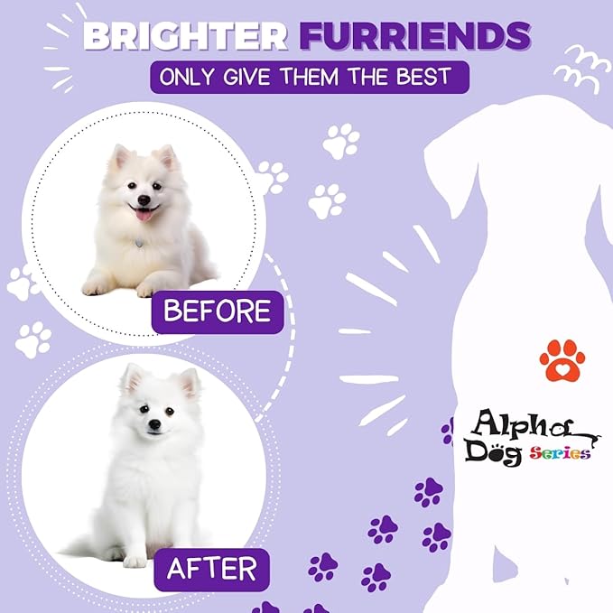 Alpha Dog Series Bright White Grooming Natural Dog Shampoo and Conditioner with Aloe Vera, pH balanced Shampoo for Dogs, Tear-Free, Moisturizing Dog Shampoo for Sensitive Skin - 26.4 Oz