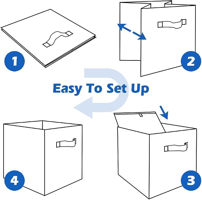 PowerKing Collapsible Storage Cubes, Farbic Storage Bins, Khaki, 6 Pack | Sturdy, Lightweight, Easy Pull Handle, Closet & Shelf Organizer, Clothes and Toys Storage, 10.5'' x 11'' x 10.5''