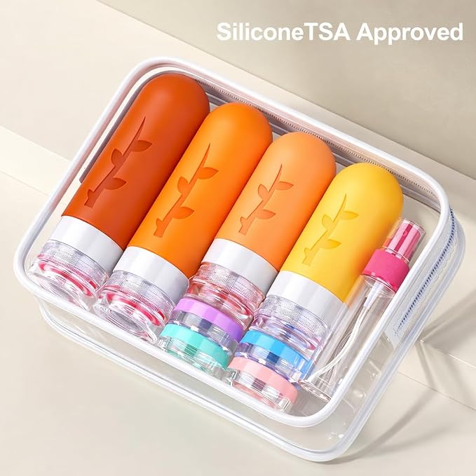 Tocelffe Travel Containers for Toiletries, 18pack TSA Approved Size Containers for Toiletries,travel bottles for Toiletries,travel Jars or Personal Essentials