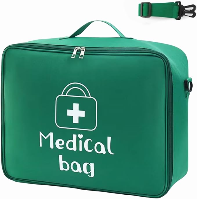 Red First Aid Bag Empty 1st Aid Bag Medical Travel Case Emergency Storage Compact Medicine Bags for Car Office Kitchen Sport Outdoors Camping Hiking Pet (Green L)