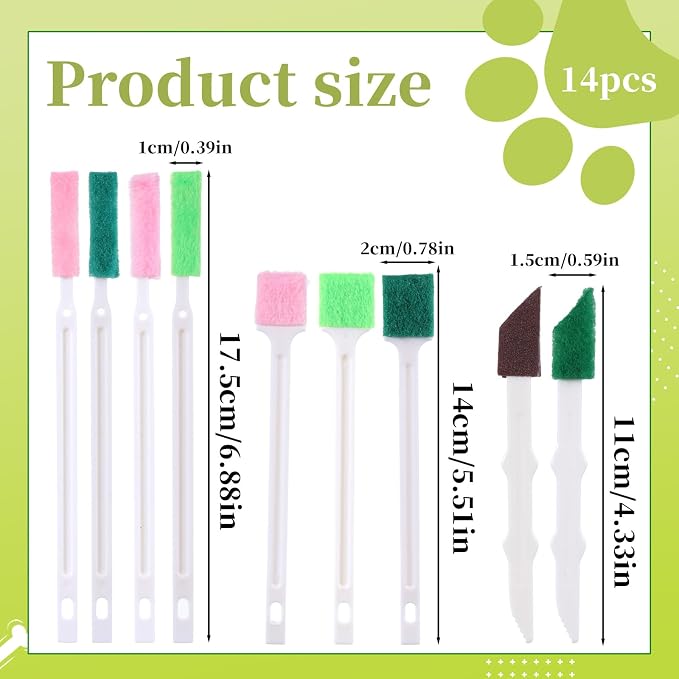 Pet Water Fountain Cleaning Brush Dog Cat Water Fountain Cleaning Sponge Pet Drinking Dispenser Cleaning Kit Fit Most Pet Water Dispensers (14 Pcs)