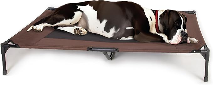 K&H Outdoor Elevated Dog Bed, Cooling Raised Dog Bed, Chocolate, Jumbo | Pet Cot for Extra-Large & Giant Pets, Breathable Mesh Center Hammock Design, Indoor/Outdoor Washable Cover, 56x38in