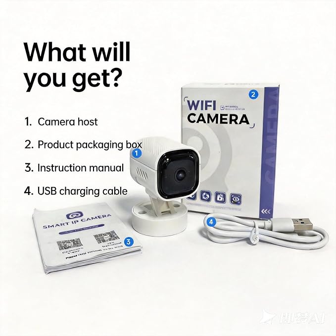 Upgraded 1080P Mini Camera for Home, Office, Pets & Baby Monitoring Compact Wireless Indoor Security Camera with AI Motion Detection, Auto Night Vision & 2-Way Audio,Cloud Storage