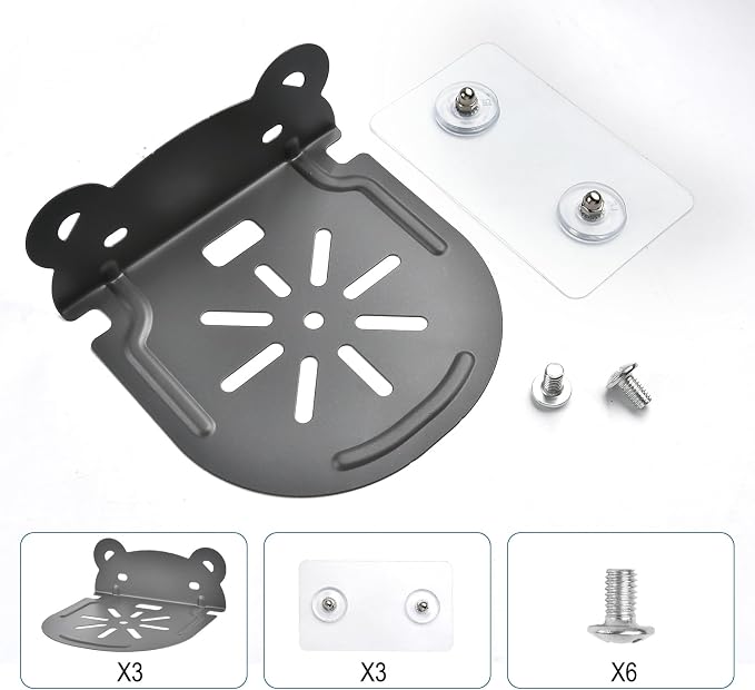 Small Wall Shelf Mount, Stainless Steel for Security Cameras/Baby Monitors/Speakers - with No-Drill Adhesive & Cable Management Holes (3-Packs)