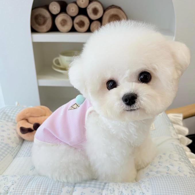 Spring & Summer Pet Clothes Tank Top - Ice Cream Pattern Breathable Tank top for Dogs & Cats, Cool Sleeveless Shirt for Teddy, Bichon & Small Breeds