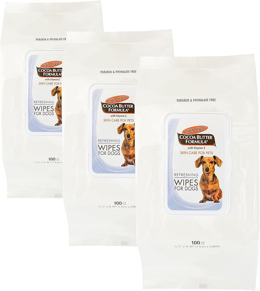 Palmer’s for Pets Cocoa Butter Formula Refreshing Wipes for Dogs and Puppies - Paraben Free, Phthalate Free Dog Grooming Wipes with Vitamin E, Gentle Daily Use, 100 Count - 3 Pack