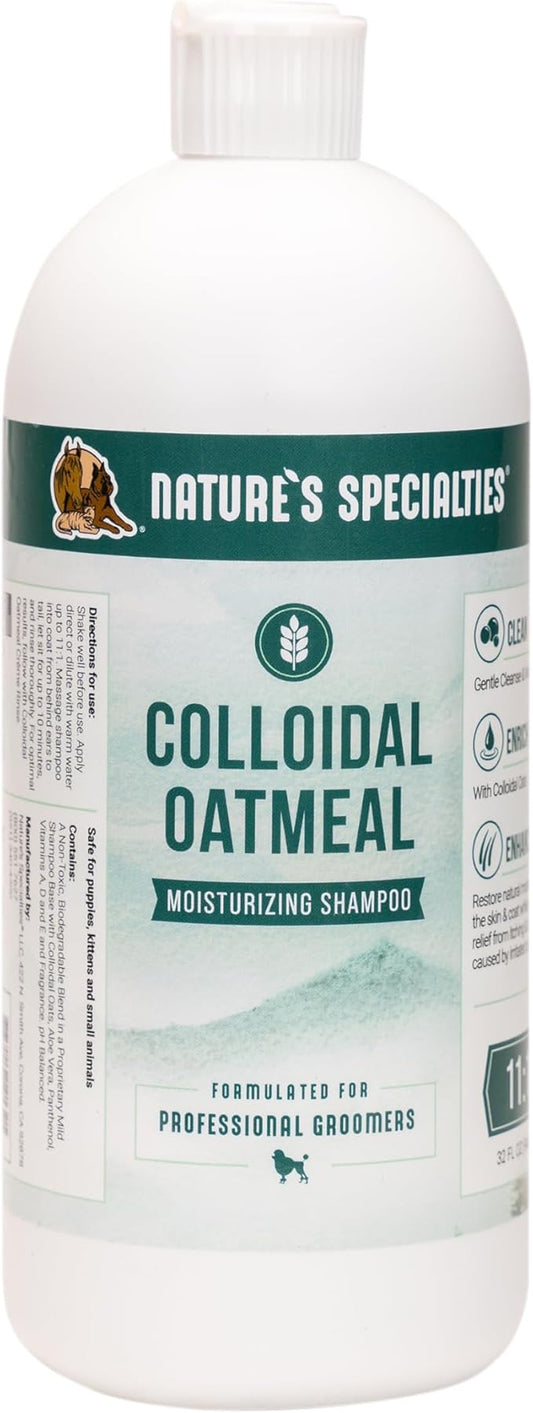 Nature's Specialties Colloidal Oatmeal Creme Rinse Ultra Concentrated Shampoo for Pets, Makes up to 6 Gallons, Natural Choice for Professional Groomers, Relief for Dry Flaky Skin, Made in USA, 32 oz