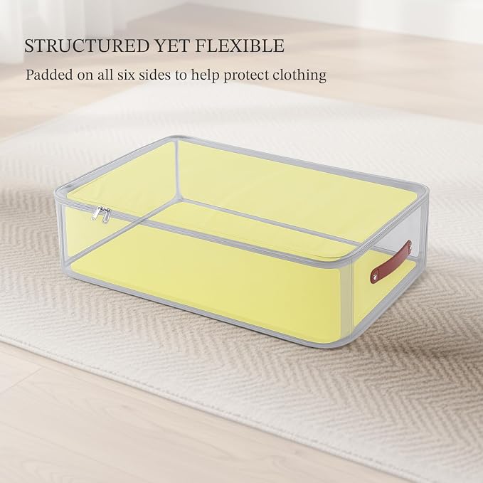 Under Bed Storage Container – Foldable Underbed Storage Bin for Clothes & Bedding, Premium Canvas Storage Box with Lid, Low Profile 8″ Organizer with Handles