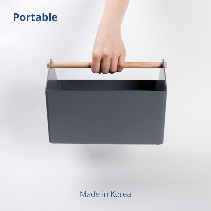 BLUE GINKGO Storage Basket, Medium 4.5L, Grey, Made in Korea | Portable. Divided Storage Bin. Everyday Organization.