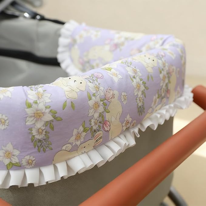 Plush Pet Stroller Pad, Removable Quilted Cotton Liner with Raised Anti Slip Edges Compatible with Dog Cart Strollers, Washable Traveling Cushion for Cats Puppies