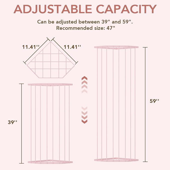BBLlKE Stuffed Animal Storage Zoo - Corner Plush Toy Organizer Length Adjustable, Wall Hanging Stuffed Animal Net Holder for Nursery Playroom Bedroom Kids Room, Pink