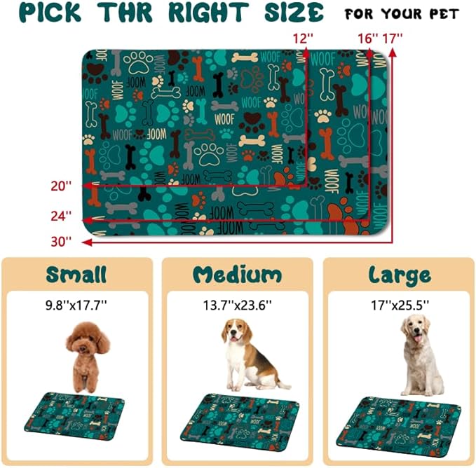 Dog Food Mats for Floors Waterproof, Pet Water Bowl Mats Pet Feeding Absorbent Placemats Green 24 * 32 inch