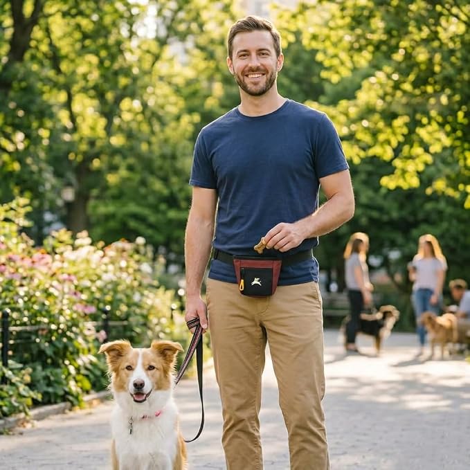 OllyDog, Goodie Treat Bag, Dog Treat Training Pouch | Magnetic Closure | 3 Ways to Wear | Hands-Free Waist Belt | Water-Resistant Recycled Vegan Fabric (Cider)