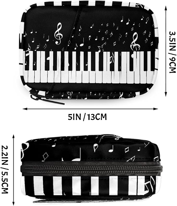 Travel Pill Organizer Black White Piano Keys Music Notes Pill Case