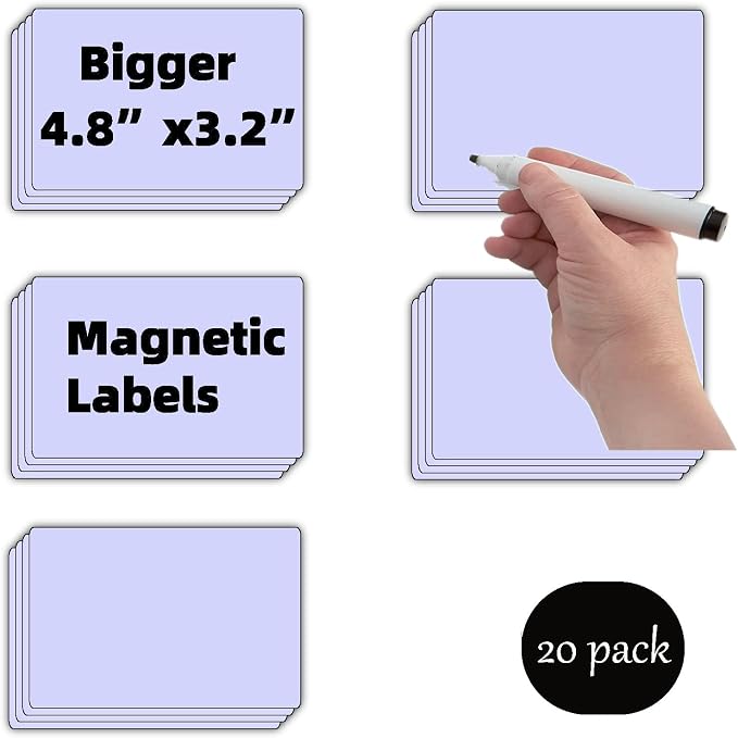 Purple Magnetic Labels for Metallic Whiteboard,Sticky Dry Erase Magnets Fridge,Labeling Lockers,Orgnazing Erasable Files Cabinet