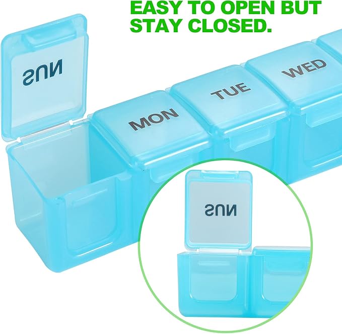 Pill Organizer Pink XL Extra Large Weekly ﻿ | Portable Medicine, Daily Pill Cases for Pills/Vitamin/Fish Oil/Supplements