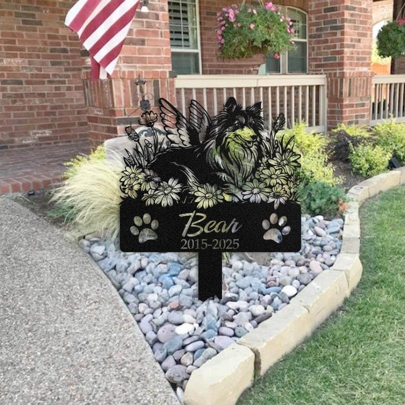 Personalized Shetland Sheepdog Memorial Stake, Dog Yard Sign