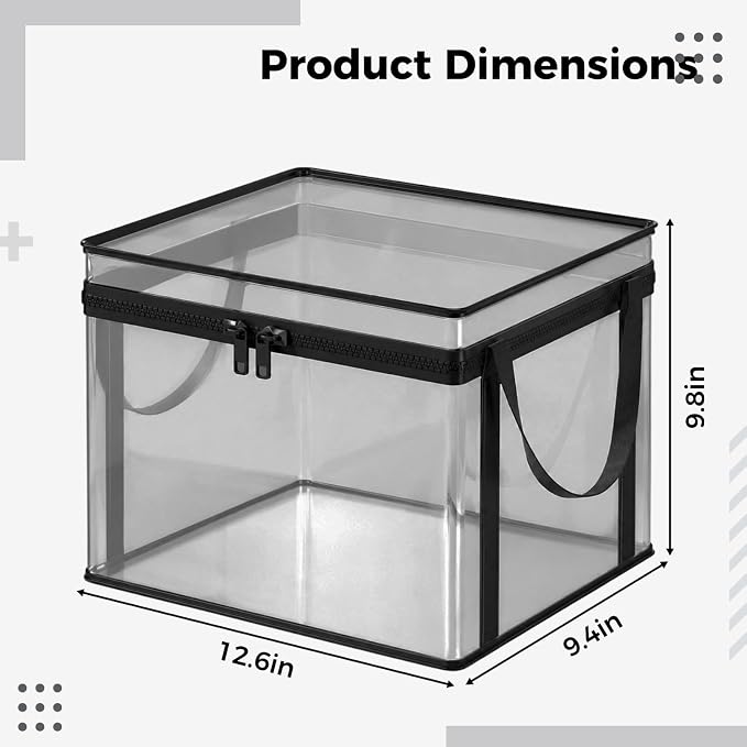 2 Pcs Plush Toy Storage Bins, Clear Stuffed Doll Organizer with Zip Lid and Handles, Stackable Foldable Storage Box Set for Bedroom, Living Room, Playroom