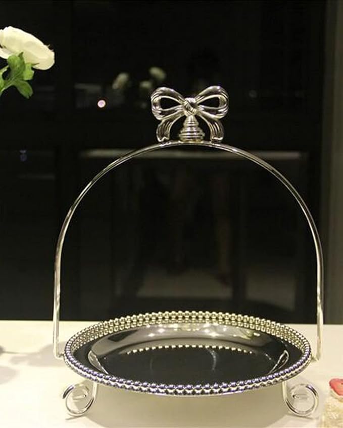 Elegant Dessert Pearl Tray Bow Cake Stand Holder Cupcake Display Rack Bakeware Birthday Wedding Partycake Stands Set