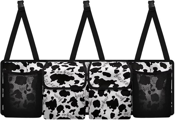 Cow Print Car Back Seat Organizer - Abrasion-Resistant Trunk Organizer, Multi-Functional Storage for Truck