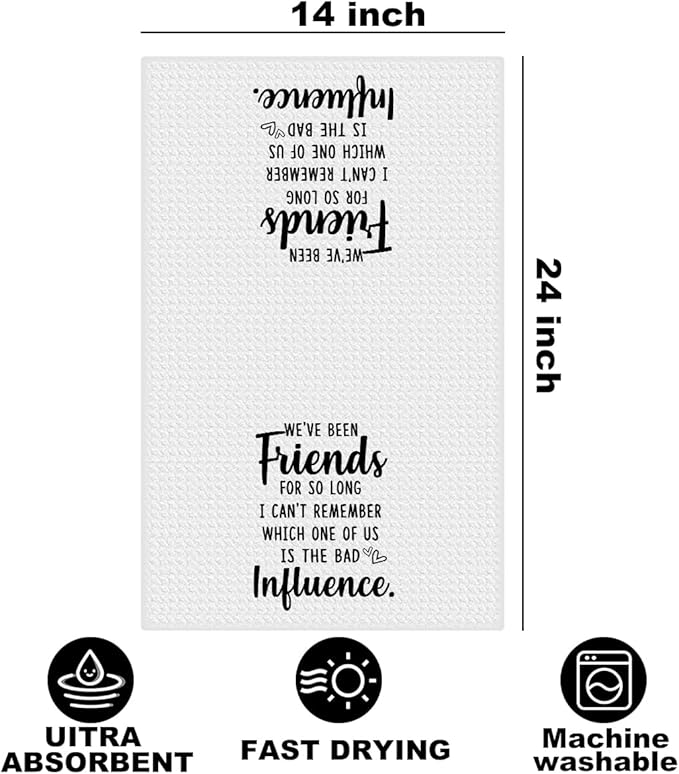 Hanamiya Na Funny Sarcastic Friend Gifts Kitchen Towels 24x14 Inch, Humorous Friendship Gift Reusable Dish Towels for Kitchen Decor, Waffle Weave Absorbent Hand Towel, BFF Gifts for Women Friend