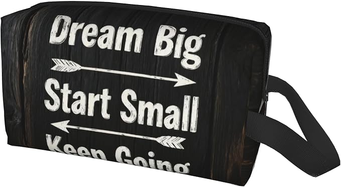 Inspirational Wood Wall Art Makeup Bag - Durable 600D Oxford Fabric Travel Cosmetic Bag, Shockproof Foam Padded Toiletry Organizer for Gym & Daily Use 10x6.2x4.9 Inch