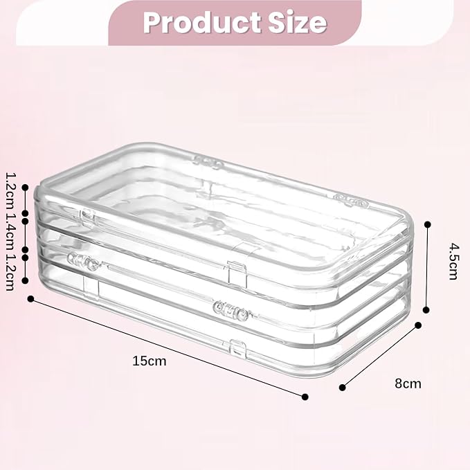 2 Pack Tri-Fold Press On Nail Organizer Case - 4-Page Portable Storage Box for Fake Nails, Clear PET Plastic Travel Holder (6×3.2×1.8 inch)