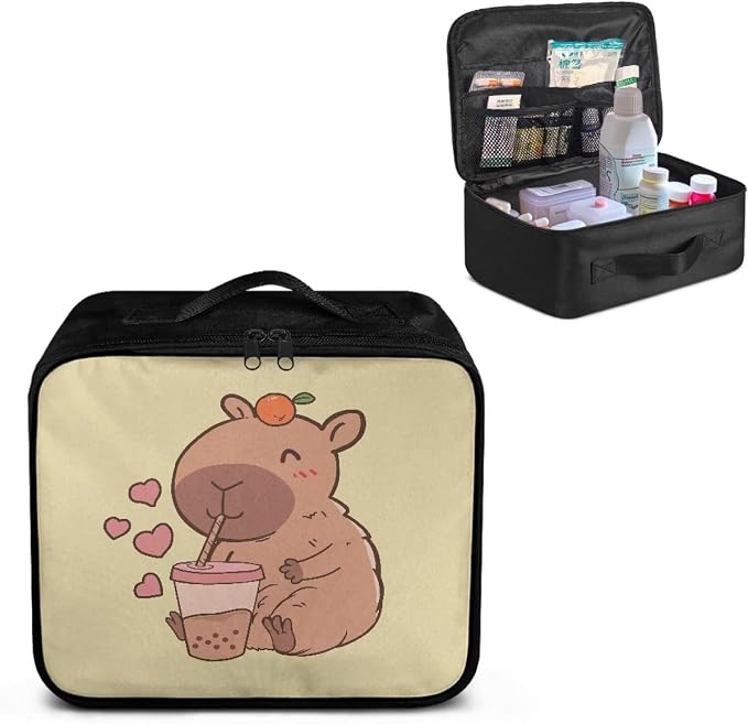 Rnyleeg First Aid Kit Bag Empty Cute Capybara Medical Kit for College Dorm Travel First Aid Bag Emergency Supplies Small Compact Lovely Bag