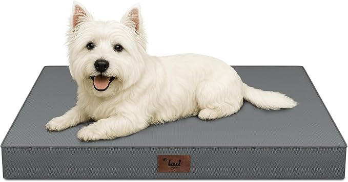 Waterproof Orthopedic Dog Crate Bed for Small Dogs & Cats | Egg Crate Foam, Fits 24x18 Crates, TPU Waterproof Layer, Machine Washable 1680D Oxford Cover, Small Pets Up to 20 lbs