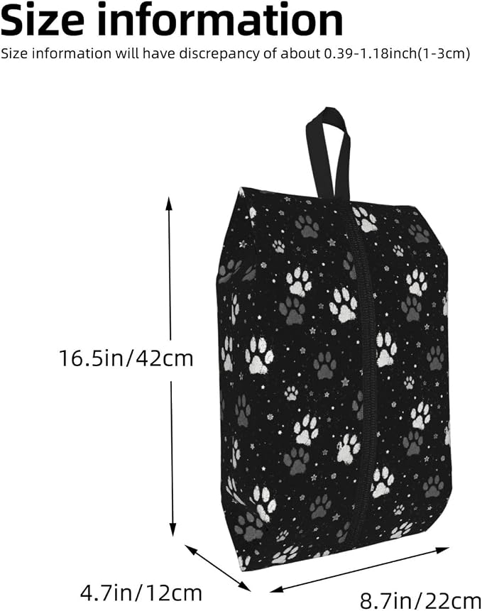Vintage Pet Paw Print Travel Shoe Bag for Men & Women, Waterproof Shoe Storage Organizer with Zipper, Portable Shoe Pouch for Sneakers, Heels, Sandals, Gym & Travel Luggage 2PCS
