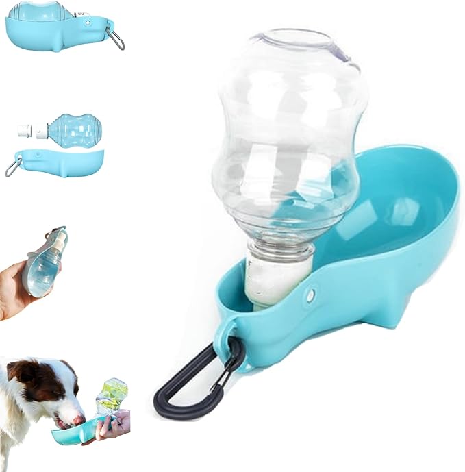 Foldable Pet Water Bottle for Travel, 2 in 1 Portable Dog Water Bottle, Travel Dog Bowls with Food Container, Leak-Proof & Compact Dog Travel, Foldable Pet Water Bottle (Blue)