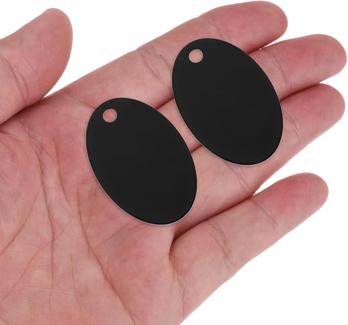 Rebower Aluminum Blank Tags Engraving Metal Stamping Blanks,[for Number Tag, Dog Tag,Pendant Decoration] - 1.5 x 1 Inch/Black / 25 Pcs