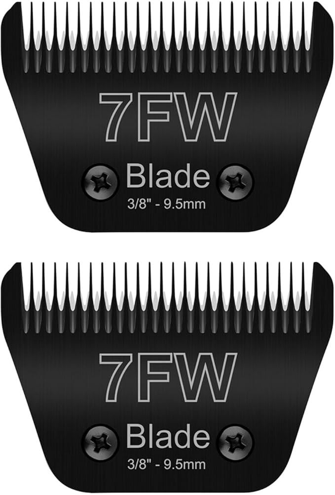 2PCS 7FW Wide Blades for Dog Grooming Blades Compatible with Andis Dog Clippers,Stainless Steel Dog Clipper Blades Compatible with Oster A5,Wahl km10 for Animal Dog,Cat,Horse,Black