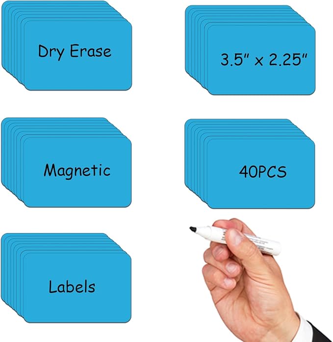 3.5x2.25 Name Tags Magnet,Dry Erase Labels,Teacher Must Have for Whiteboard Magnets,Classroom Signs,Pack of 40(Blue)