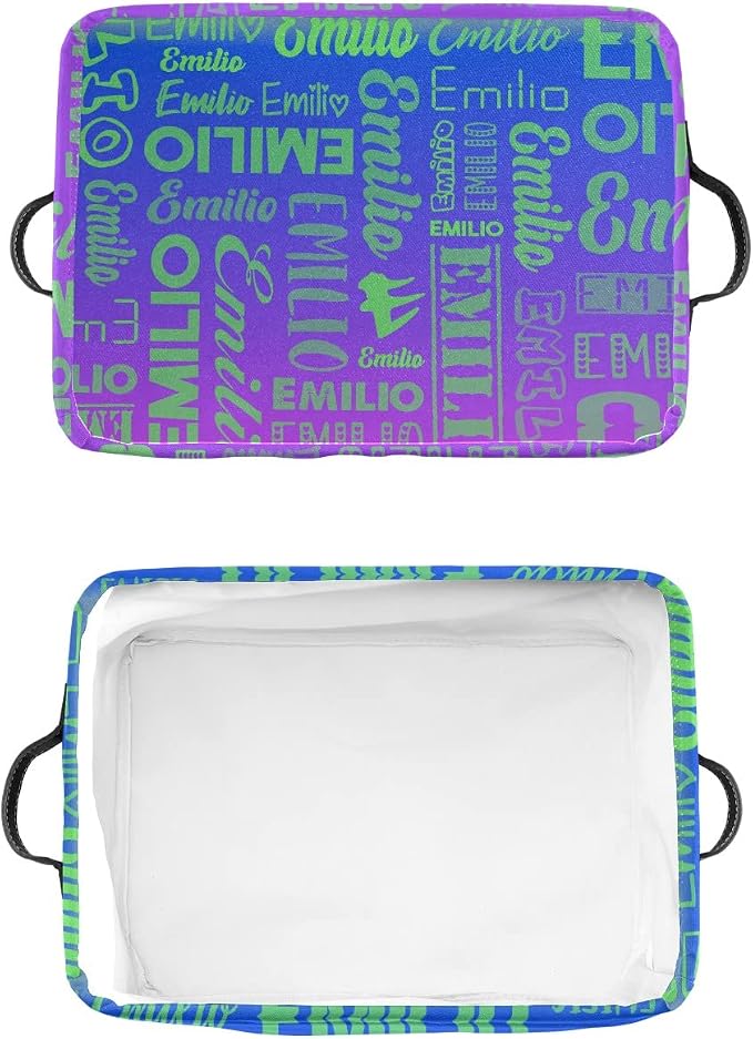 Personalized Toy Box Storage Bins for Boys Girls with Name, Kids Custom Storage Basket Cubes Organizer with Handles, Shelf Closet Storage Baskets Bin Customized Gift, 1 Pack