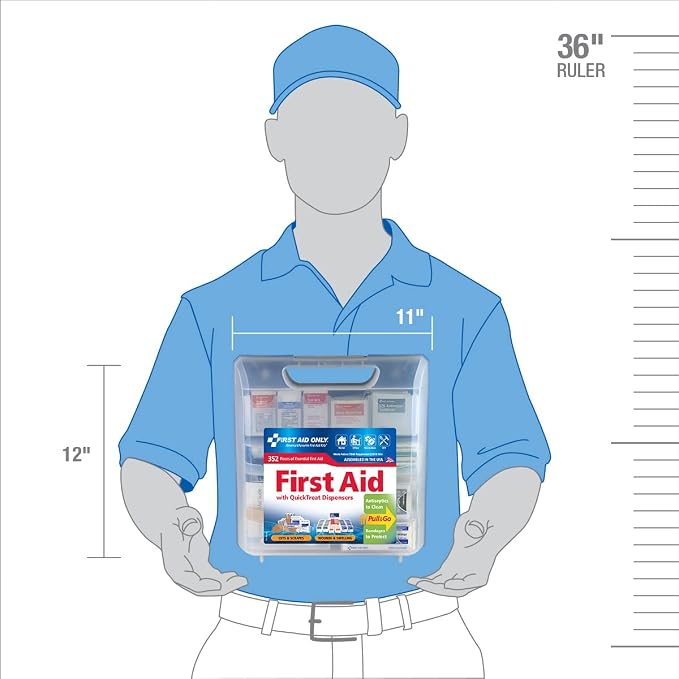 First Aid Only 91268 QuickTreat Dispenser Emergency First Aid Kit for Home, Work and Travel, 352 Pieces (Pack of 5)