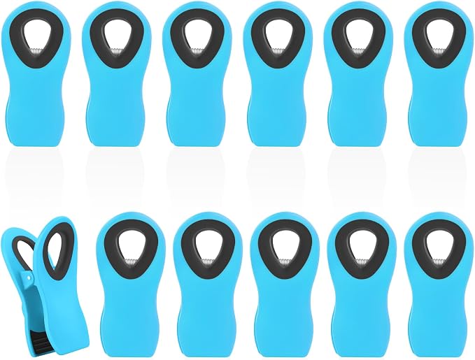 12 Pack Chip Clips, Bag Clips for Food, Magnetic Sealers for Chips And Other Food, Plastic Bag Clip for Kitchen, Fridge, Clothes, Sewing And Artwork (Blue)
