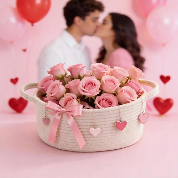 Happyiren Yellow Woven Storage Basket with Handle – Versatile DIY Gift Basket for Mother's Day, Baby Shower, Burr, Fundraisers – Decorative Organizer for Baby Toys, Pets & Home Storage