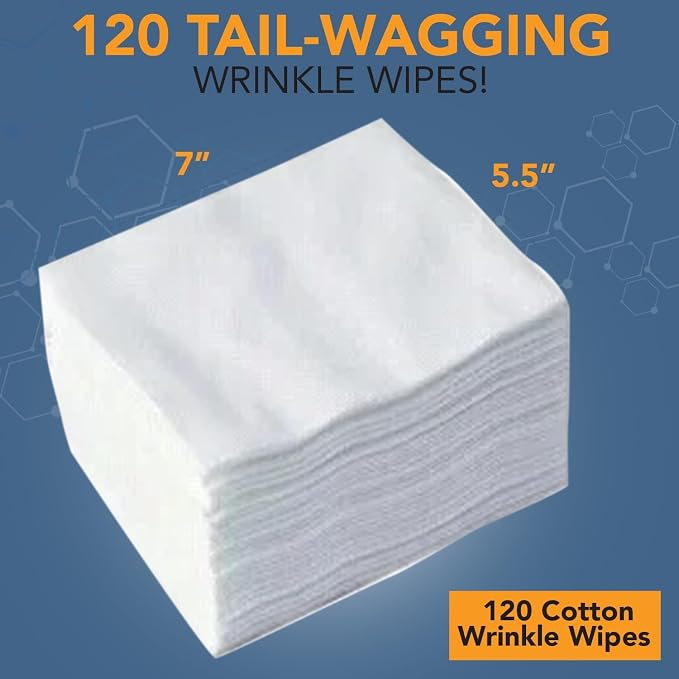 NOVEHA 5”x7” Large Dog Wipes | Wipes for Bulldog, French Bulldog, Pug, English Bulldog | Deodorizing, for Multiple Areas Removes Dirt, Wrinkles, Folds, Tear Stain, Tail Pocket & Paws (3PK-120 Counts)
