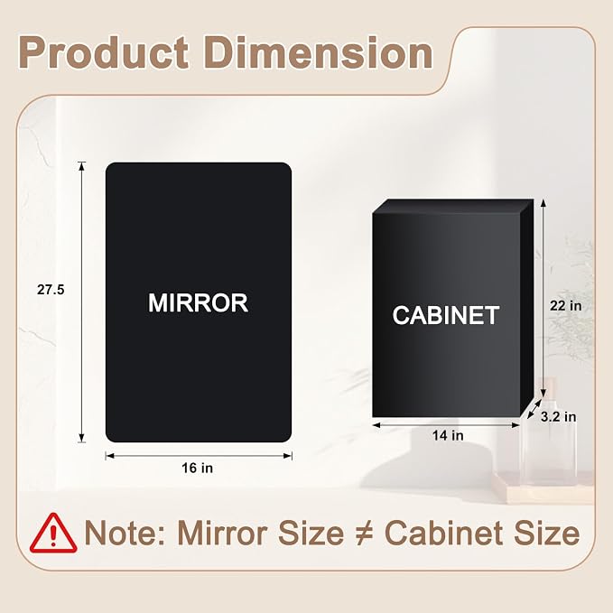 16x27.5 in Bathroom Medicine Cabinet with Mirror, Matte Black | Fully Assembled; Recessed or Surface Wall Mount; Metal Cabinet with Tempered Glass Mirror and Two Adjustable Glass Shelves