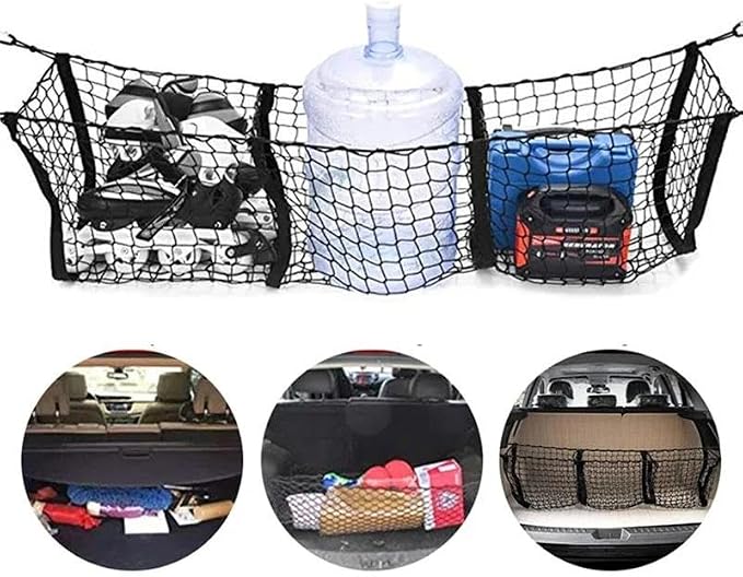 Car Nets Cargo Net Trunk Bed Organizer Mesh Storage Net Truck Accessories Bed Grocery Holder For SUV Car Pickup Truck Bed Cargo Net (Black)