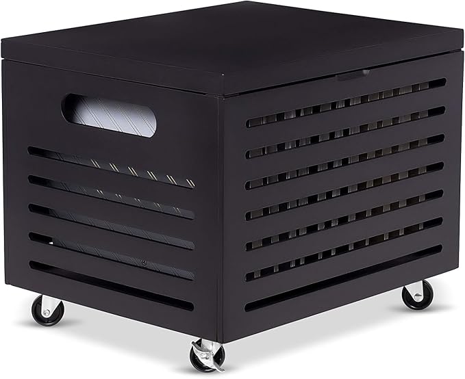 BIRDROCK HOME Bamboo Rolling File Storage Organizer Box with Lid - Decorative File Cabinet on Wheels, Portable File Box on Wheels, Mobile Filing Solution - Café Noir