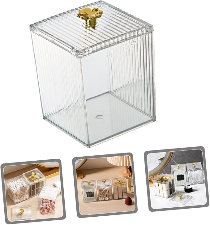 Cotton Pad Holder Organizer Elegant Cosmetic Storage Box for Cotton Swabs and Pads Compact Design for Bathroom Vanity and Makeup Table Pet Material
