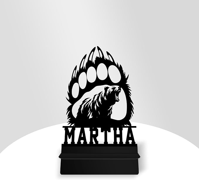 Personalized Bear Claw Phone Holder, Custom Name Metal Desk Stand, Wildlife Accessories Dock, Tablet, Smartphone Display Stands, Gifts For Friends, Animal Lovers, Teens, Christmas