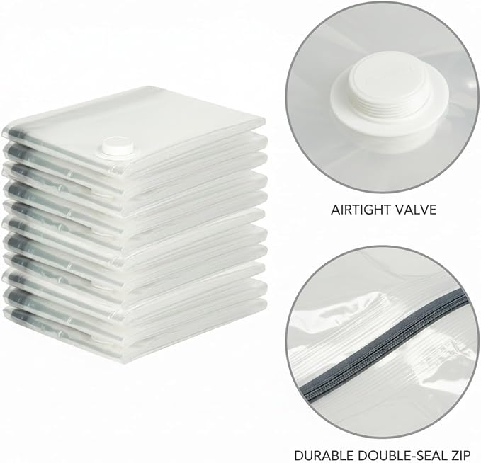 Clear Vacuum Storage Bags with Valve for Clothes & Bedding, Reusable Space Saver Compression Organizer (1 Pack)