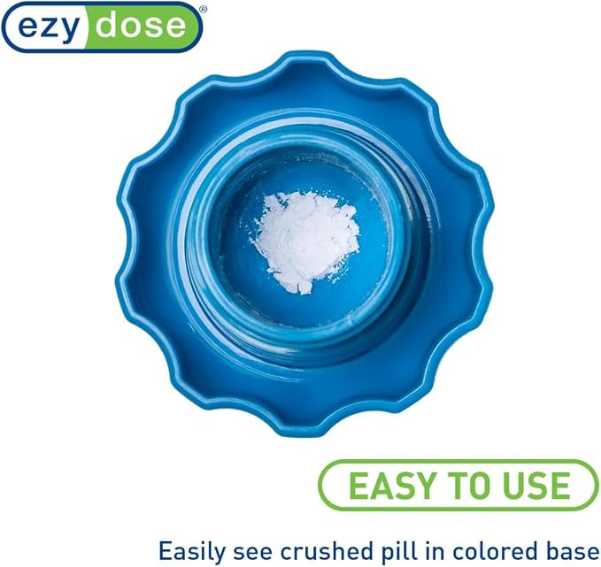 Ezy Dose Pill Crusher & Tablet Grinder, Storage Compartment, Large, Blue | Pill, Vitamins, Tablets, Crusher for Pets, Elderly, Crushes Medications into Fine Powder, Easy-to-Use Design, BPA Free